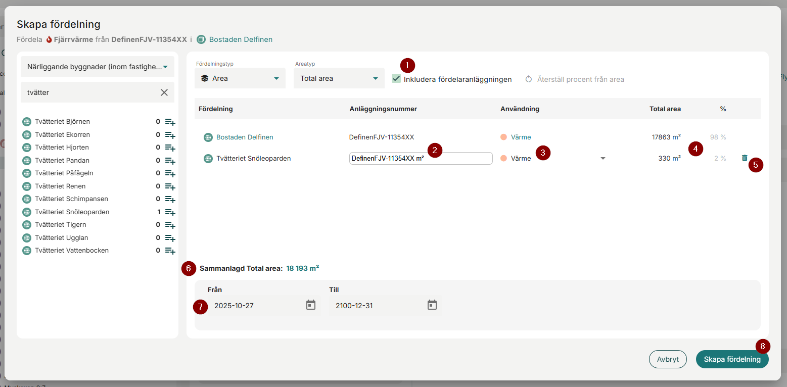 Skapa areafördelare
