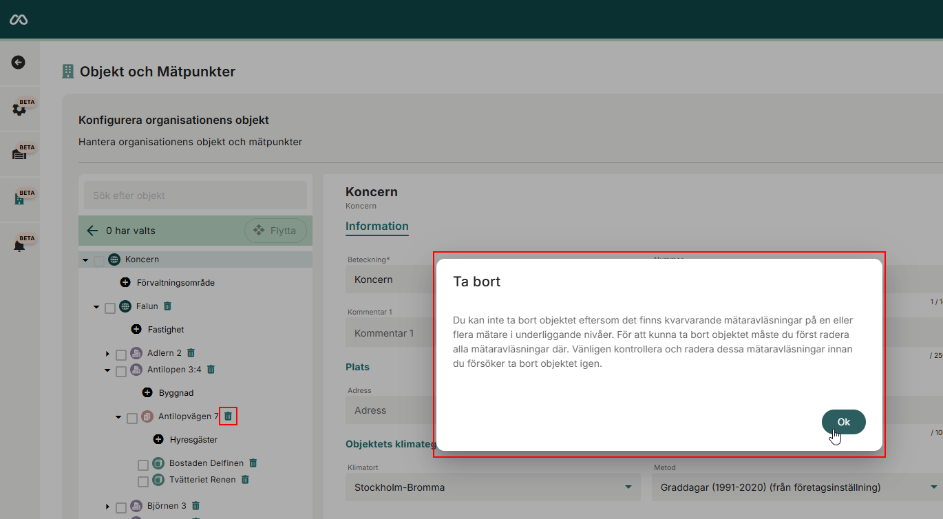Ta bort objekt AdminPanel