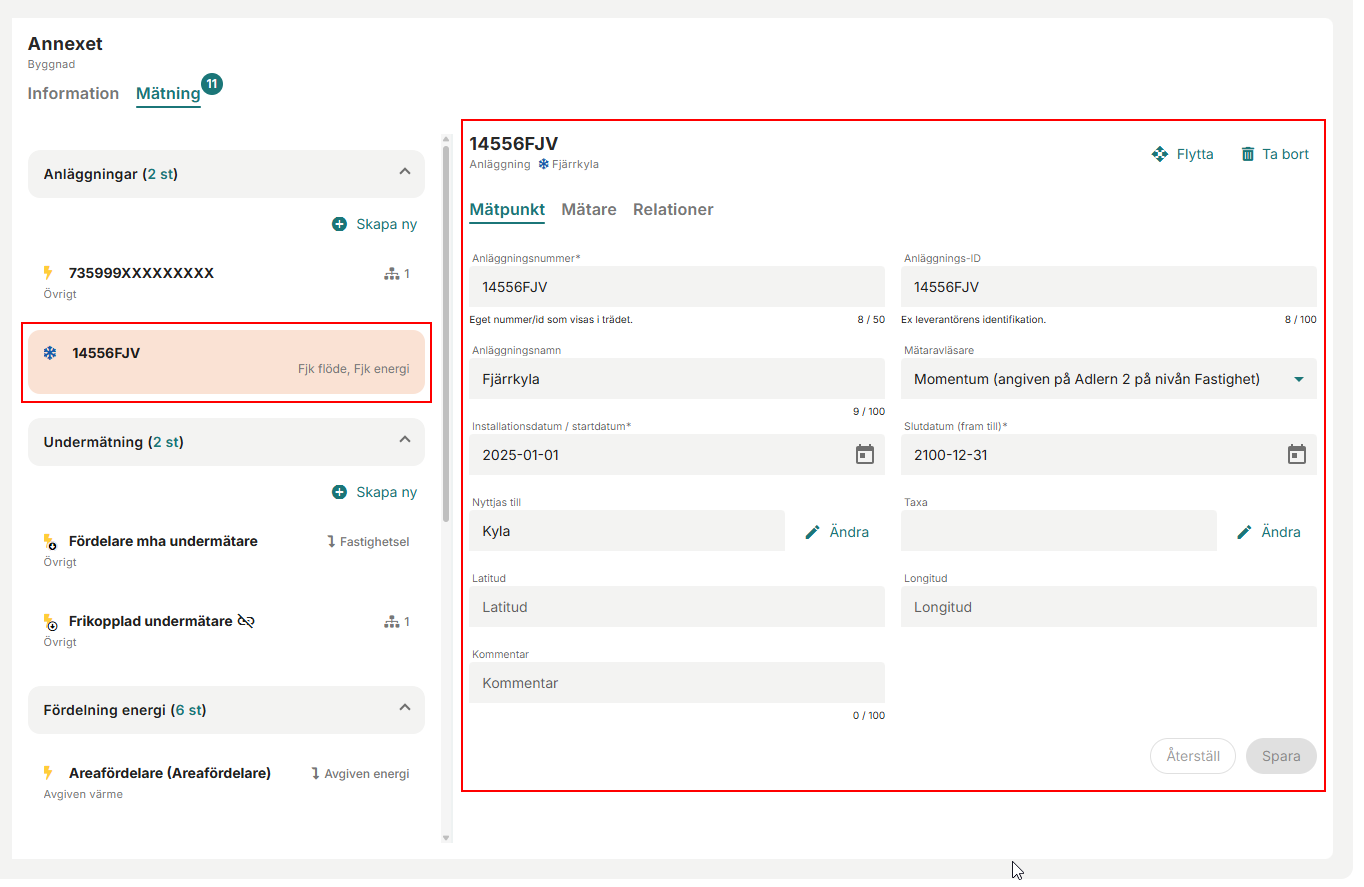Redigera anläggning