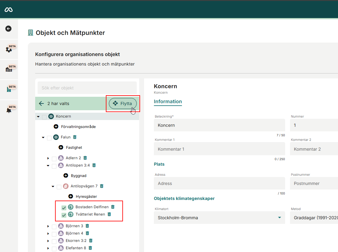 Flytta Objekt AdminPanel