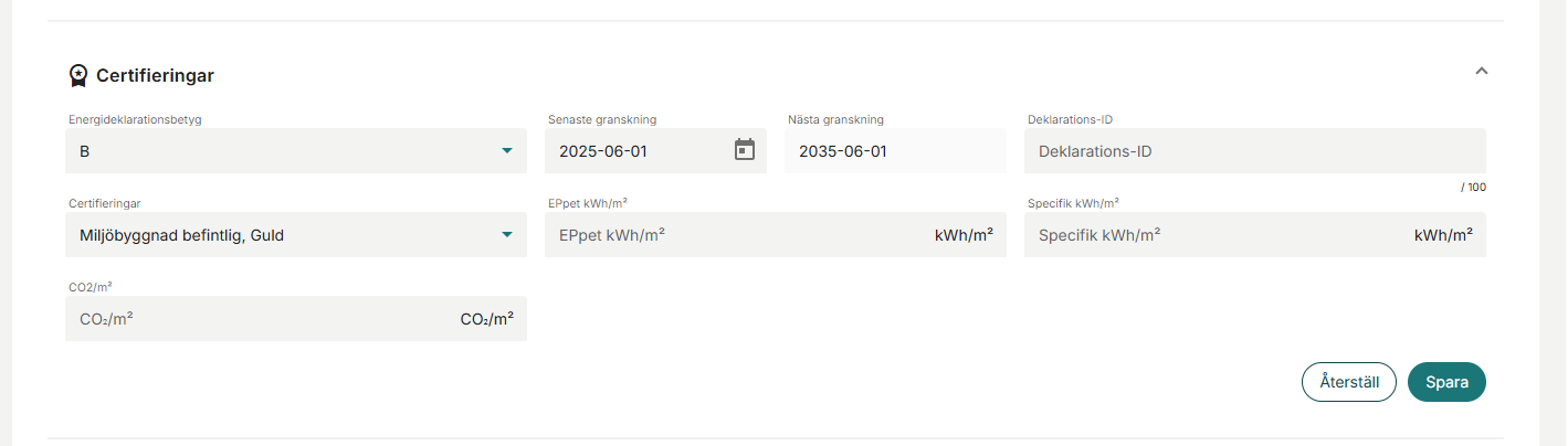 Info certifieringar Byggnader
