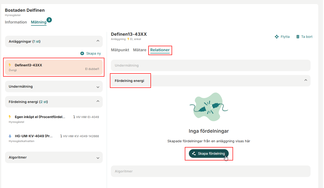 Skapa area eller procentfördelare