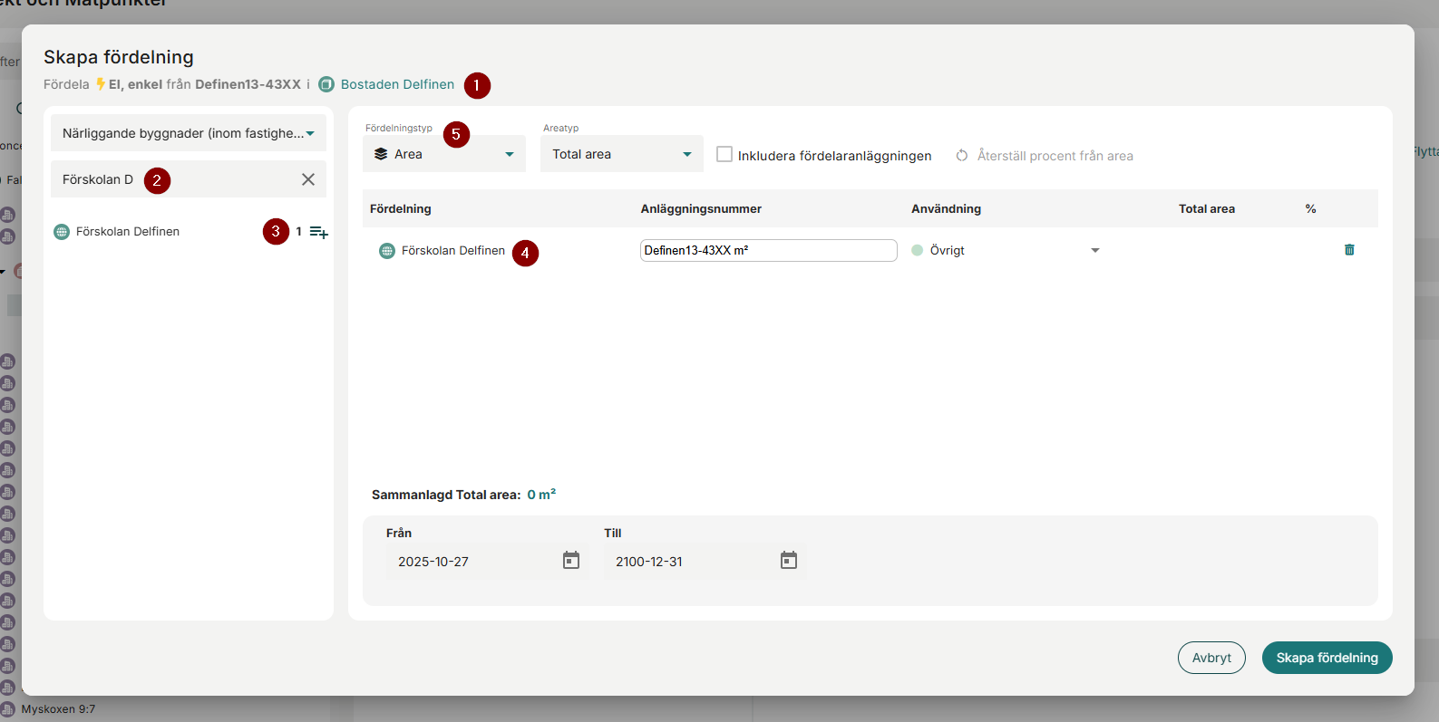 Skapa area eller procentfördelare