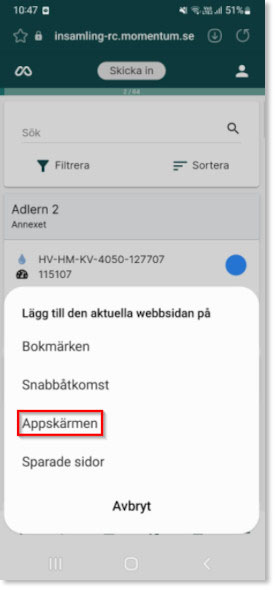 Android, Lägg till på startskärm