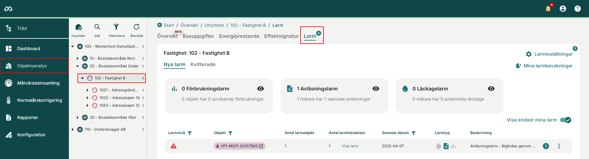 Objektsvy Larm