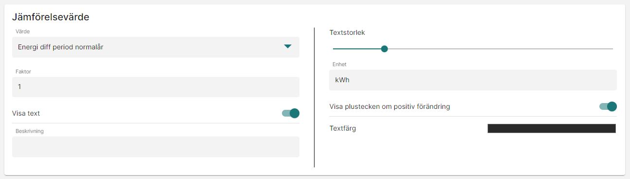 Inställningar jämförelsevärde