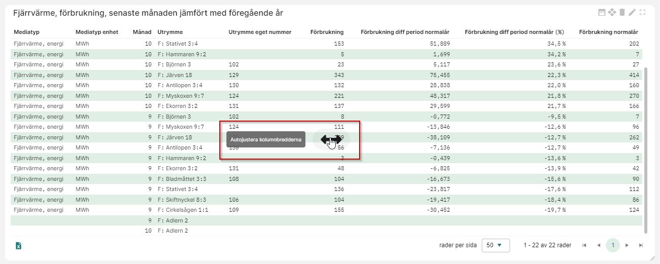 Autojustera kolumnbredd